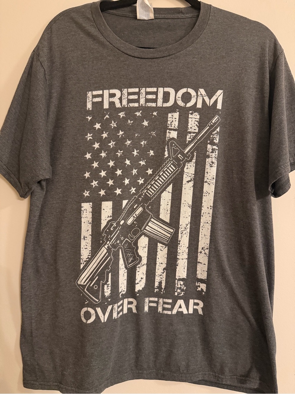 Port and Company Gray 'Freedom Over Fear' Graphic Tee